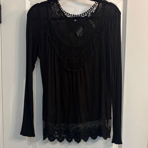 No Boundaries Black Lace Detail Blouse